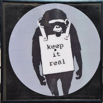 null BANKSY, Keep it real, Picture Disque Vinyle Dj DM. 31 x 31 cm.