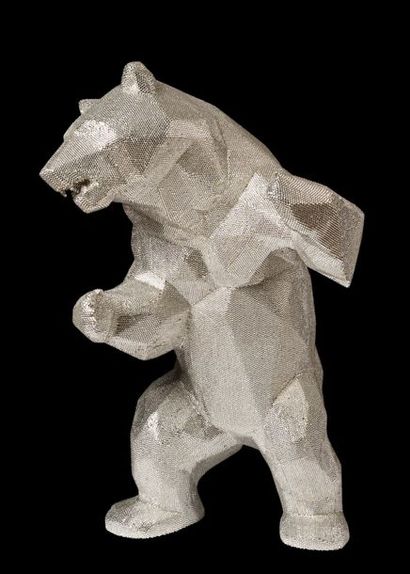 null Richard ORLINSKI (né en 1966), Standing Wild Bear 'Born Wild', vers 2017, sculpture...