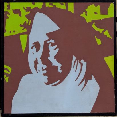 null MONTESANO (XX ème), Religieuse souriant, 1970, acrylique sur toile, signé et...