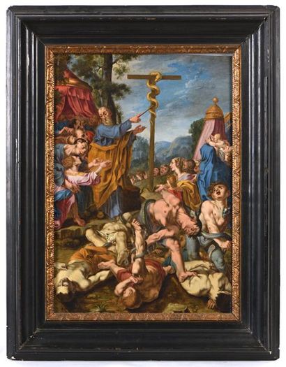 null Ecole FLAMANDE du début du XVII ème, entourage de Cornelis van HAARLEM, Moïse...