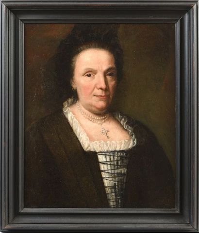 ÉCOLE ITALIENNE vers 1740 Ecole ITALIENNE vers 1740, Portrait de femme au bijou,...