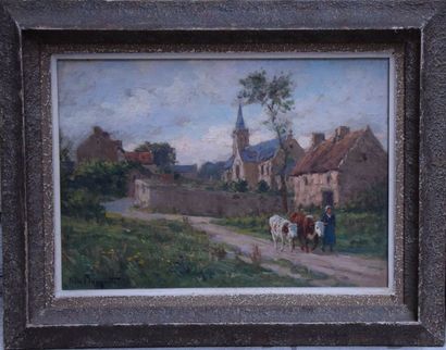 null Félix PLANQUETTE (1873-1984), Ferme normande, huile sur toile. 24 x 33 cm