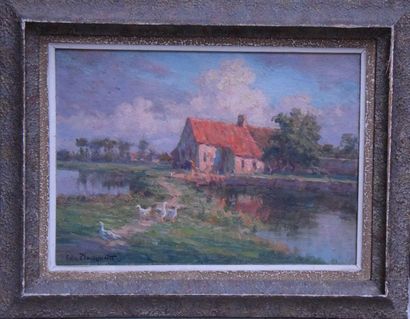null Félix PLANQUETTE (1873-1984), Village de campagne, huile sur toile. 24 x 33...