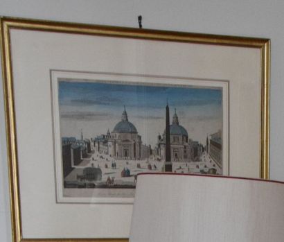 null Ecole ITALIENNE du XVIII ème, Fontana del Palazzo Vaticano, et vue d'optique...