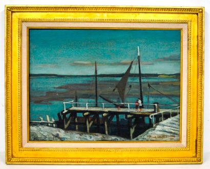 null Franck INNOCENT (1912-1983), La Jetée, 1954, huile sur toile signée et datée....