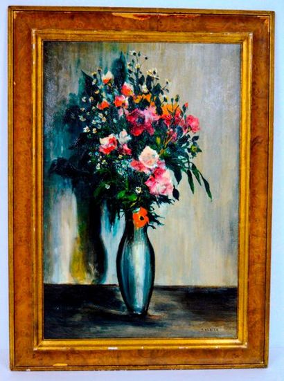 null Gaston SEBIRE (1920-2001), Vase de Fleurs, huile sur toile signée. 81 x 54 ...
