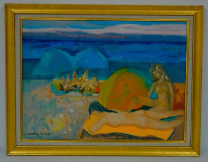 null Georges LAMBERT (1919-1998), deux baigneuses, 1995, huile sur toile signée et...