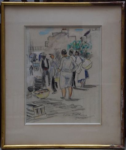 null Pierre FAVRE (1906-1983), Gérone, aquarelle et pastel, signé et titré. 30 x...