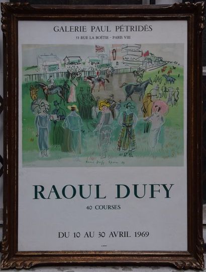 null AFFICHE lithographique, Exposition R. Dufy 'les courses'.