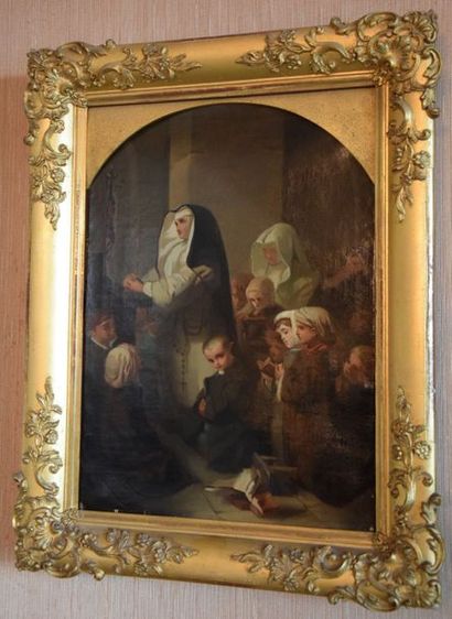 null D'après Isidore PILS (1813-1875), La prière des enfants teigneux, huile sur...