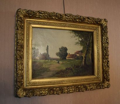 null VARNET (XIX ème), Paysage, huile sur toile signée. 42 x 58 cm.
