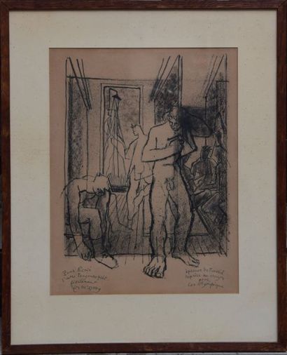 null Édouard MACAVOY (1905-1991), dans le vestiaire, gravure, inscrite épreuve de...