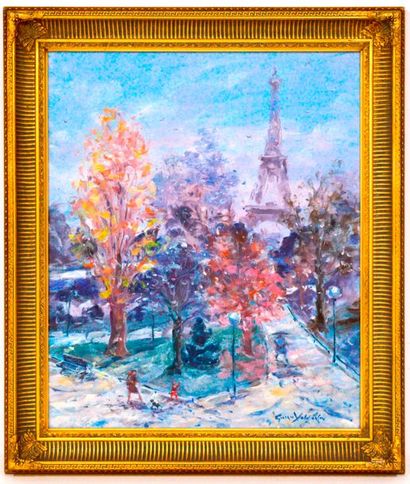 null Georges YOLDJOGLOU (né en 1933), les jardins du Trocadéro sous la neige, 1994,...