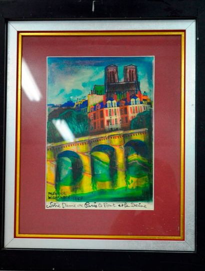 null Maurice BLANCHARD (1903-1969), Notre Dame de Paris le pont et la Seine, 1967,...
