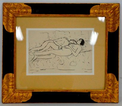 null D'après Albert MARQUET, couple allongé, reproduction lithographique, monogrammée...