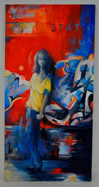 null Lysiane BECK (née en 1961), Le Rendez-Vous, 2015, huile sur toile signée. 100...