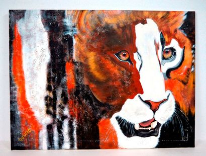 null Christine QUINIO (XX-XXI ème), Emergence lion 2012, huile sur toile signée....