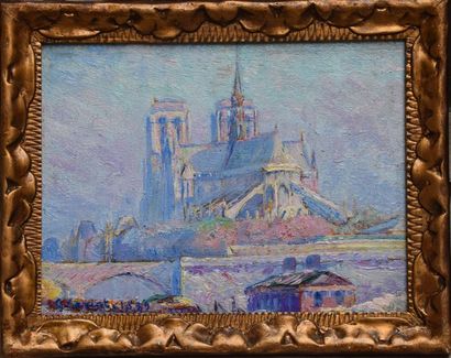 null Gustave CARIOT (1872-1950), Notre Dame de Paris, 1899, vers 9h1/2, huile sur...