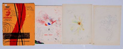 null Dora MAAR (1907-1997), Carnet comprenant CINQ dessins au feutre et à l'encre,...