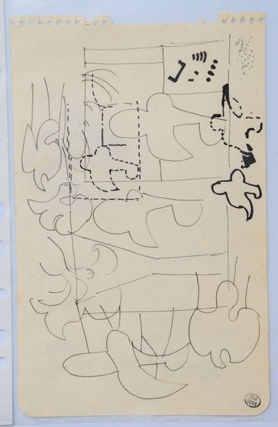 null Dora MAAR (1907-1997), Sans titre, dessin à l'encre sur feuille de carnet, recto...