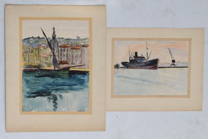 null Albert LEPREUX (1868-1959), Sète (et Cette), deux aquarelles signées, datées...