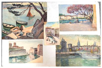 null Albert LEPREUX (1868-1959), Marseille, Toulon et ports méditerranéens, cinq...