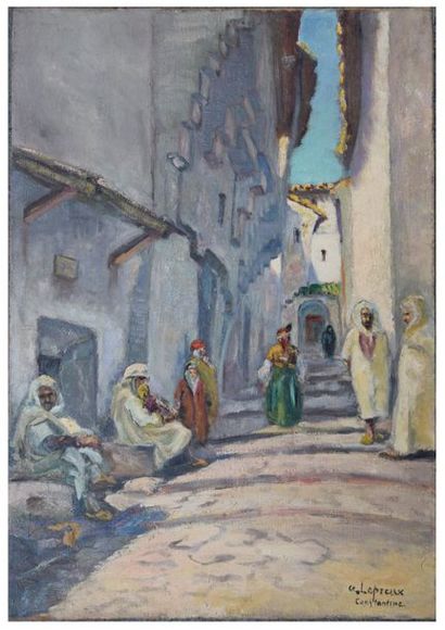 null Albert LEPREUX (1868-1959), Constantine (Algérie), huile sur toile sans châssis...