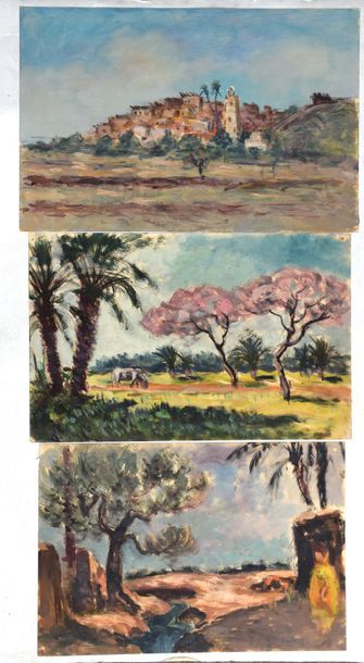 null Albert LEPREUX (1868-1959), Village des Aurès : T'Kout, arbres à Biskra, Arbres...