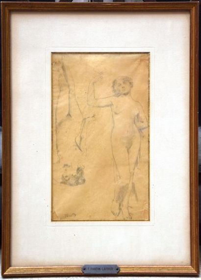  Henri FANTIN-LATOUR (1836-1904), Deux nus tête bêche, papier calque, cachet d'atelier... Gazette Drouot