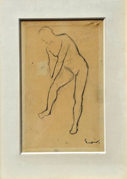 null Émile-Othon FRIESZ (1879-1949), Nu, crayon sur papier, cachet du monogrammé...