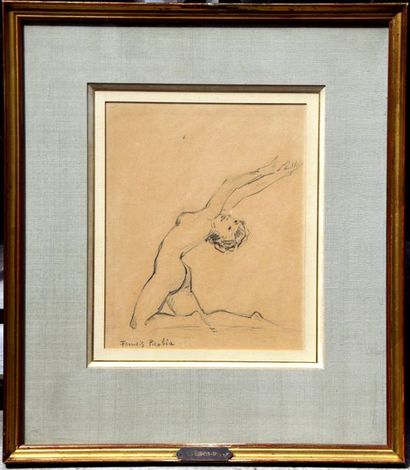 null Francis PICABIA (1879-1953), Nu agenouillé, dessin au crayon sur papier signé...