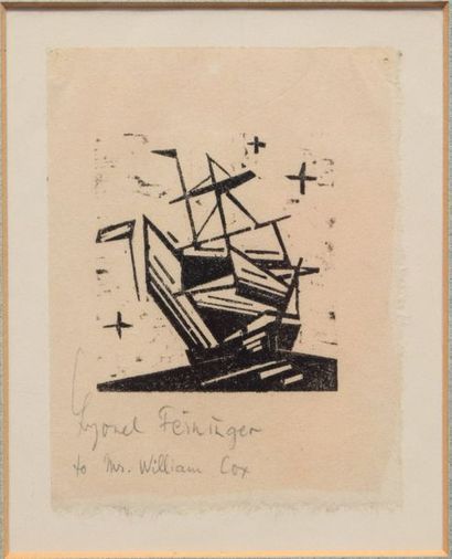 null Lyonel FEININGER (1871-1956), Voilier, gravure sur bois, signée et dédicacée...