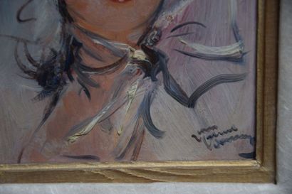 null Jean-Gabriel DOMERGUE (1889-1962), La cravate de Tulle (esquisse), huile sur...