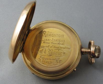 null ED. ROCHE - HORLOGER INVENTEUR – BESANÇON. Montre de Gousset en or à 750°/00,...