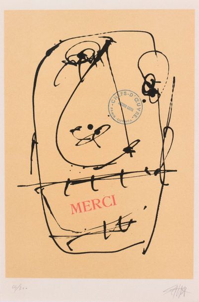 null Antonio SAURA (1930-1998), Portrait, lithographie, signée et numérotée en bas....