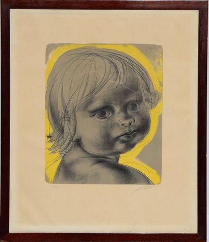 null Ecole CONTEMPORAINE, Portrait d'enfant "à la Warhol", lithographie n°/150, signature...