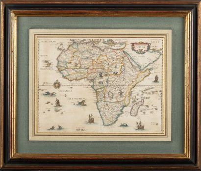 null Attribué à MERIAN (1593-1650), d’après Willem BLAEU, carte de l’Afrique, gravure...