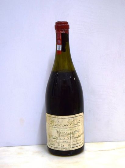 null 1 bouteille ROMANEE-CONTI, DRC 1928 (LB/MB, bouchon neutre, collerette millésime...