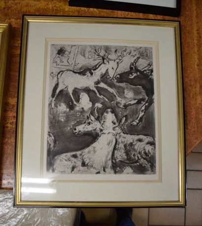 null Marc CHAGALL (1887-1958), illustration pour les Fables de la Fontaine, gravure...