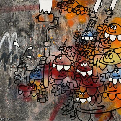 null MEUSHAY (né en 1976), Urban Z001, 2015, technique mixte sur toile, signée, contresignée....
