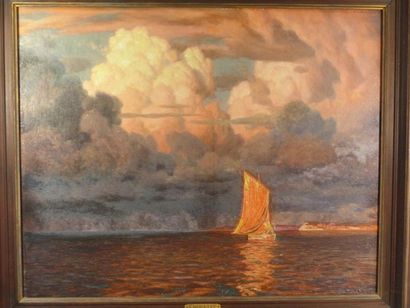  Ivan Fedorovitch CHOULTSÉ (1874/77-c.1937)
Voilier en mer au soleil couchant
huile... Gazette Drouot