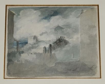  Attribué à ThéodoreGERICAULT (1791-1824), "Scène de combat dans un paysage alpestre",...