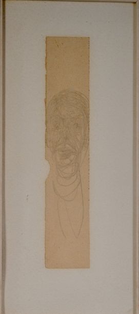  GIACOMETTI Alberto (1901-1966), "Portrait", Mine de plomb sur papier contrecollé...