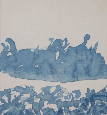 null SAM FRANCIS (1923-1994) "Composition bleue", Aquarelle sur papier (réalisée...