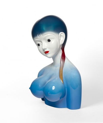 null LU FEIFEI, Sculpture volume résine, Buste féminin "bleu"