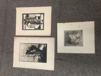 LOT Atelier Mougin : impression de Goor, 1926 + belle gravure anonyme + gravure représentant...