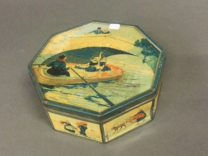 LOT antique cake box with boat and girls decoration