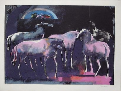 null GUIRAMAND Paul (1926-2007) "HORSES" Original lithograph signed lower right -...