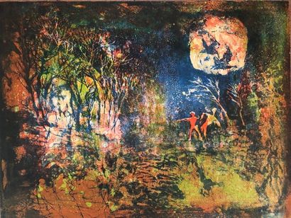 null LEBADANG Dang (1921-2015) "Dans les bois" - Lithographie originale signée en...