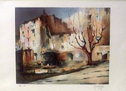 null MESSAGER Michel (XX) "Paysage Corse" - Original lithograph signed lower right...